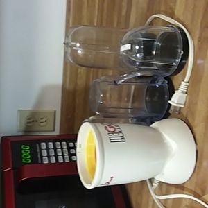 Sliver and  black button and blender